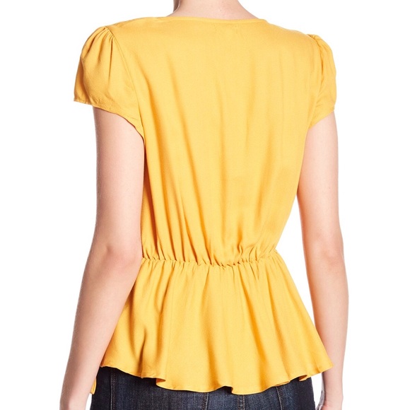 NWOT Love Fire || Yellow Peplum Shirt - Picture 2 of 6